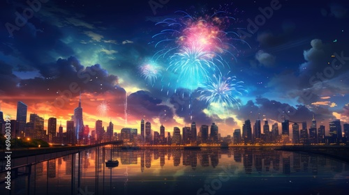 New York City's Spectacular Fireworks Display over the Water