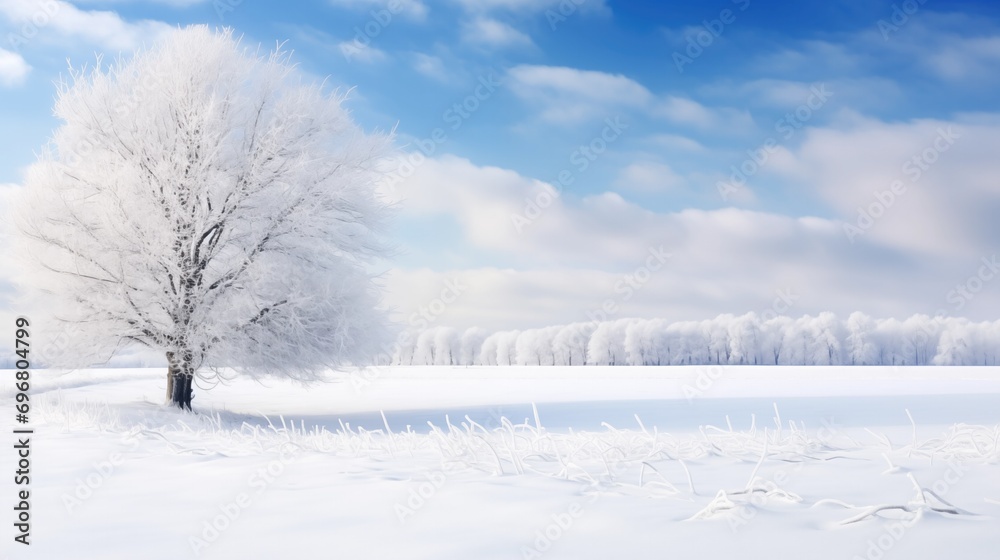 Snowcovered Field Natures Embrace Crisp Winter Purity