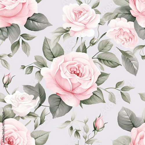 soft pink roses on grey textured linen background