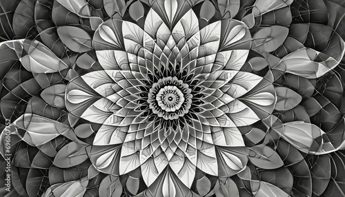 fibonacci flower in black and white an abstract fractal creation with an optically challenging fibonacci flower pattern in black and white photo