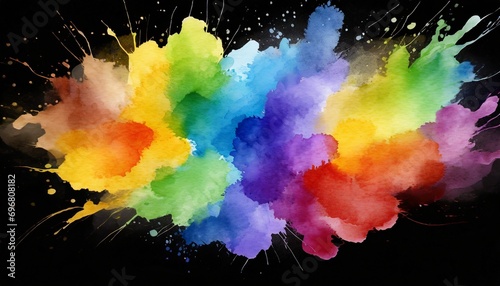 abstract colorful rainbow color painting illustration watercolor splashes isolated on background png