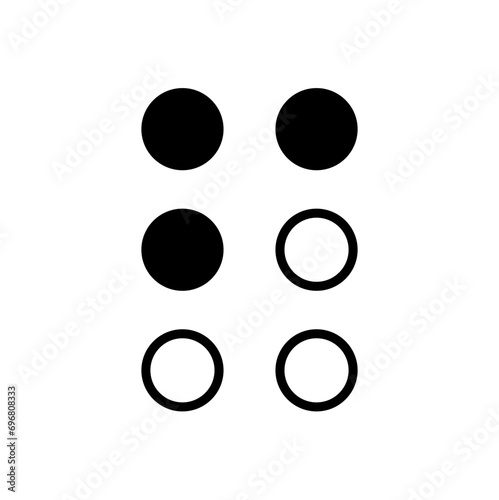 Braille alphabet letters. A Tactile Writing System for the Visually Impaired