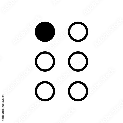 Braille alphabet letters. A Tactile Writing System for the Visually Impaired