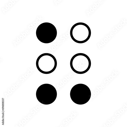 Braille alphabet letters. A Tactile Writing System for the Visually Impaired