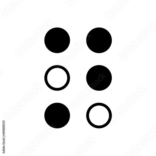 Braille alphabet letters. A Tactile Writing System for the Visually Impaired
