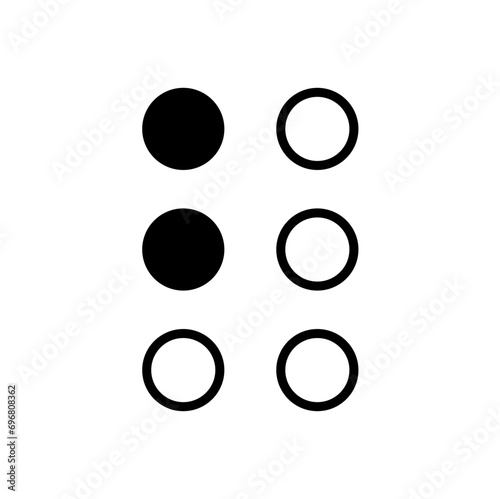 Braille alphabet letters. A Tactile Writing System for the Visually Impaired