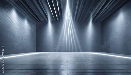 universal abstract gray blue background with beautiful rays of illumination light interior wall for presentation