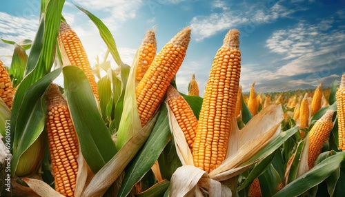 corn cobs in corn plantation field