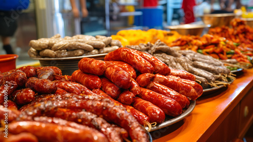 Several kinds of chorizo sausages
