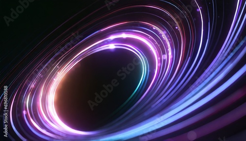 abstract 3d illustration neon background luminous swirling glowing spiral cover black elegant halo around power isolated sparks particle space tunnel led color ellipse glint glitter