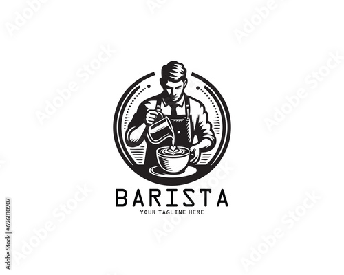 coffee barista or bartender logo design vector