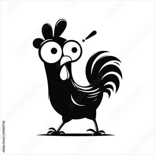 Cartoon of surprised chicken. Vector illustration on white background.
