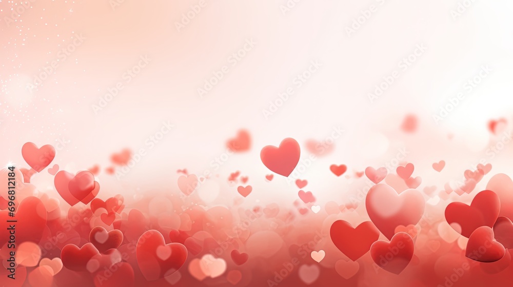 Valentines day background banner abstract panorama background with red hearts. concept love
