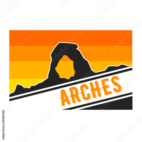 vector of arches national park in sunset design perfect for print, etc
