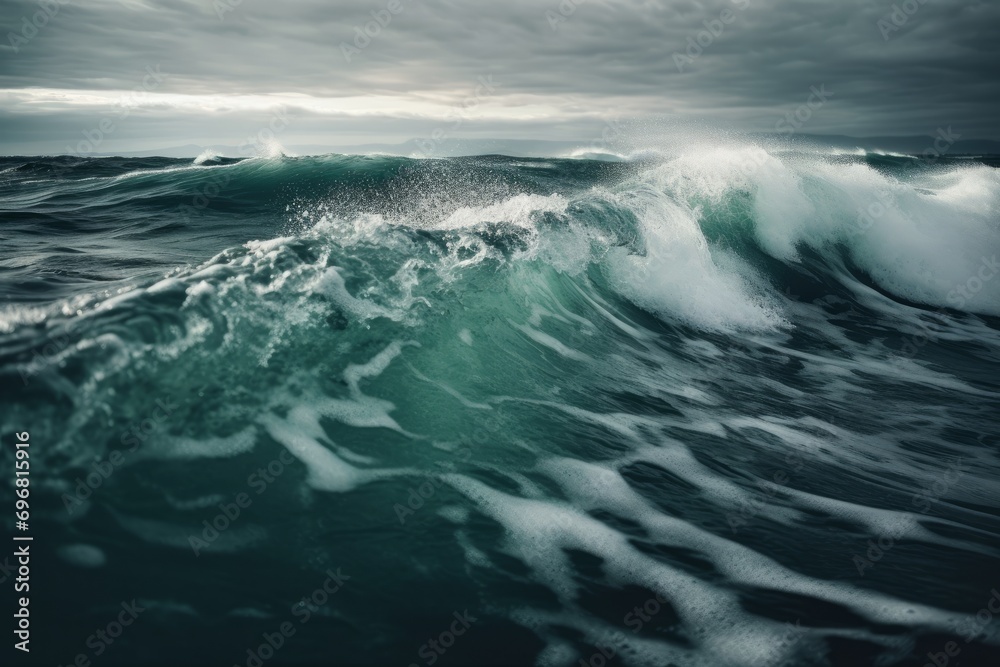 Beautiful seascape with blue ocean waves. Toned.