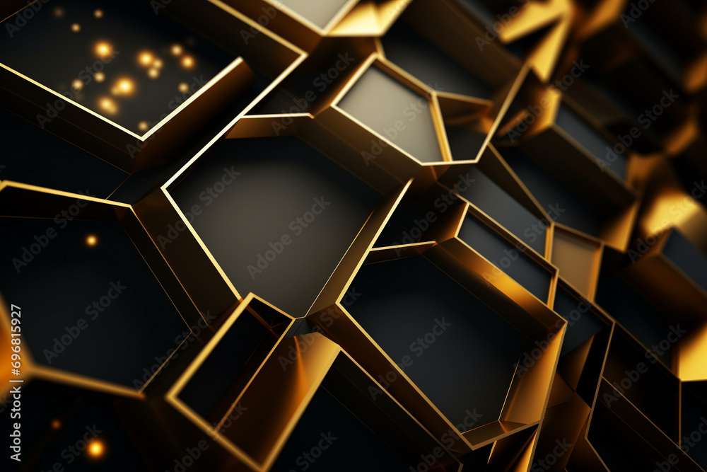 Abstract golden polygonal background, Generative Ai Abstract golden polygonal background, Generative Ai