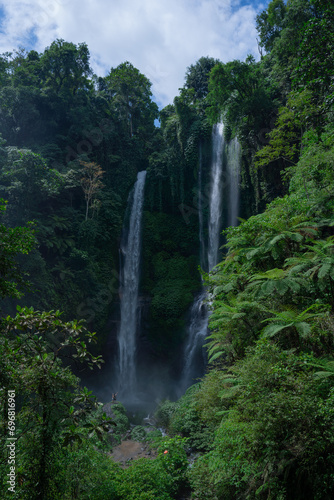 Beautiful big waterfall in the jungle