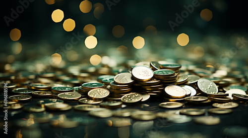 Golden coins. Concept of a success in business and investments photo