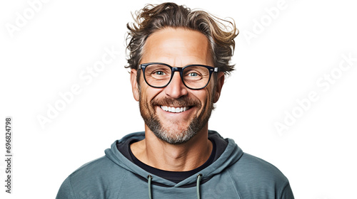 Icelandic Smiling Man with Glasses on a transparent background