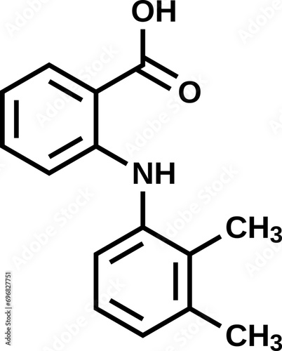 Mefenamic acid structural formula, vector illustration 