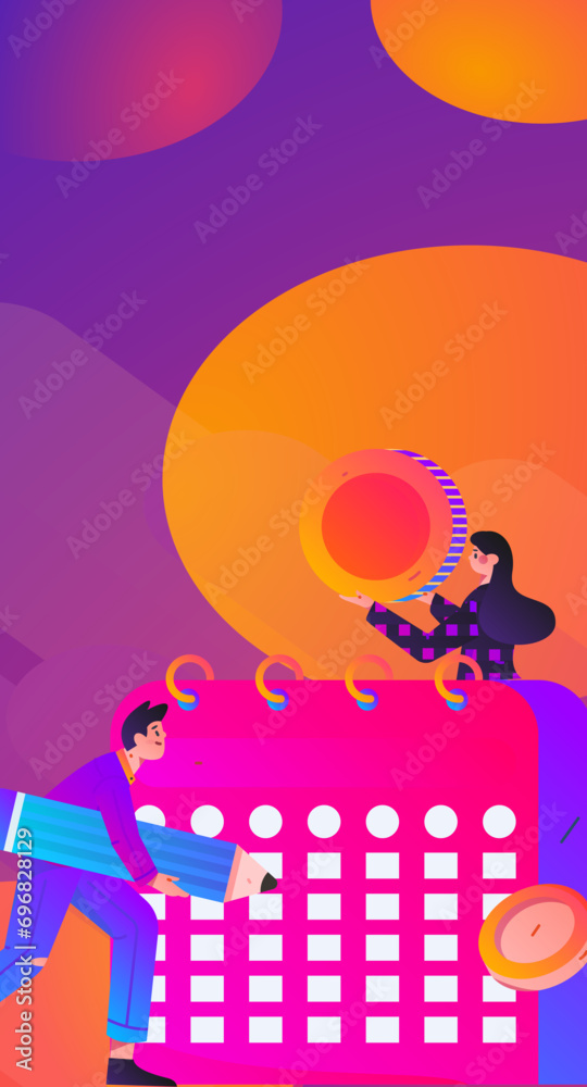 Flat vector illustration of business people operating work scene
