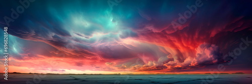 Sky and land merge in a colorful symphony, blurring the line between earth and atmosphere. photo