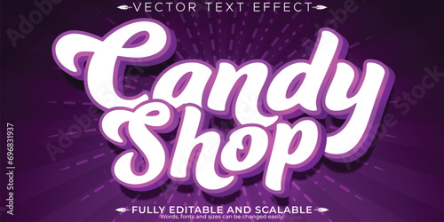 Candy shop text effect, editable pink and sweet customizable font style photo