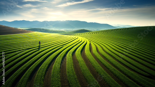 tea or rice fields in china. agriculture and farming