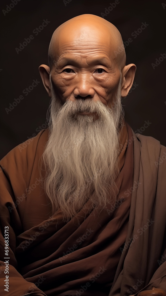 eastern old man with a beard, sage, monk eastern old man with a beard, sage, monk