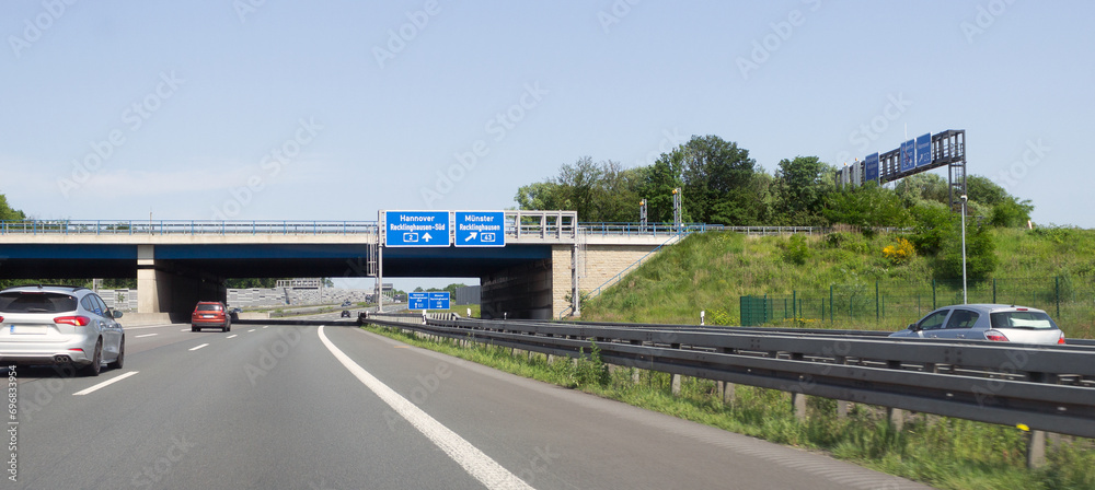 Panaroma, Autobahn 2, Brücke am Kreuz Recklinghausen in Richtung Hannover