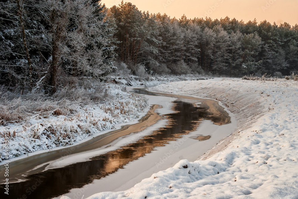 Podlaskie rzeki zimą, Nareśl, Narew, Biebrza, Polska