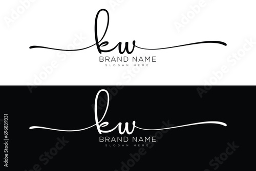 Kw initial handwriting signature logo design