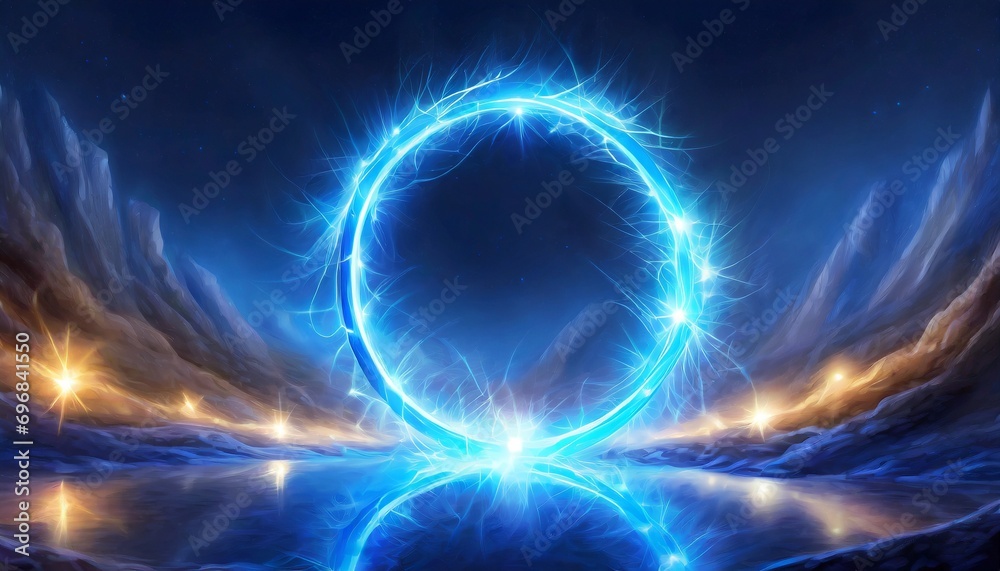 Obraz premium Electric Dreams: Abstract Magic with Blue Ring Light