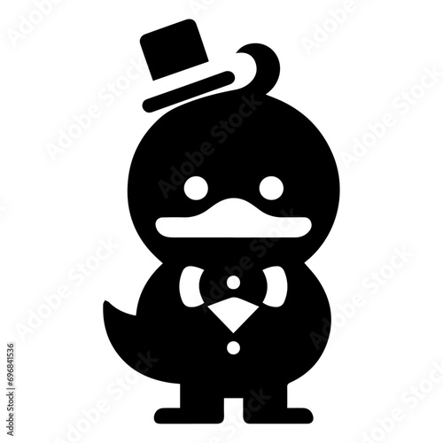 minimal carton funny character, Mr. duck, vector silhouette, white background