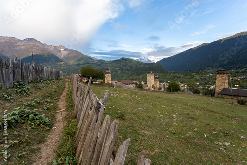 street of the village of Mestia in Svaneti