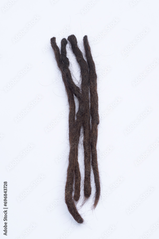 Dreadlocks haircut on white background, rasta hair Dreadlocks haircut on white background, rasta hair