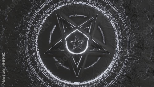 Pentagram wicca star esoteric occult spiritual and black magic symbol. Pentacle neon star amulet satanic pentagram
