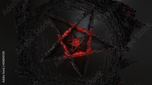 Pentagram wicca star esoteric occult spiritual and black magic symbol. Pentacle neon star amulet satanic pentagram