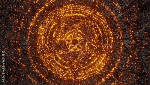 Pentagram wicca star esoteric occult spiritual and black magic symbol. Pentacle neon star amulet satanic pentagram