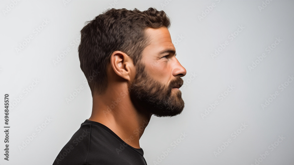 Obraz premium Corporate Professional Man, Side Profile, White Backdrop