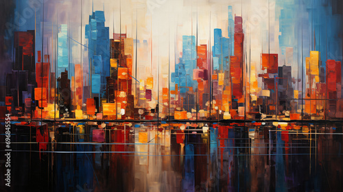 abstract skyline colorful painting 