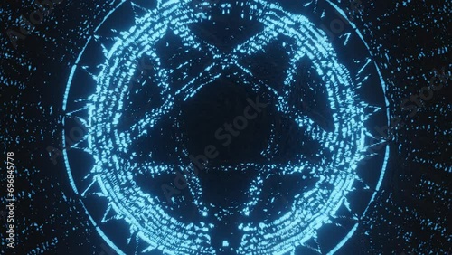 Pentagram wicca star esoteric occult spiritual and black magic symbol. Pentacle neon star amulet satanic pentagram