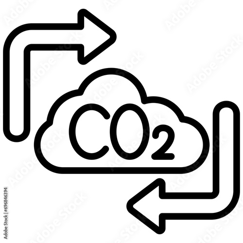 Carbon Neutral black outline icon, related to renewable energy theme. use for web and app development.