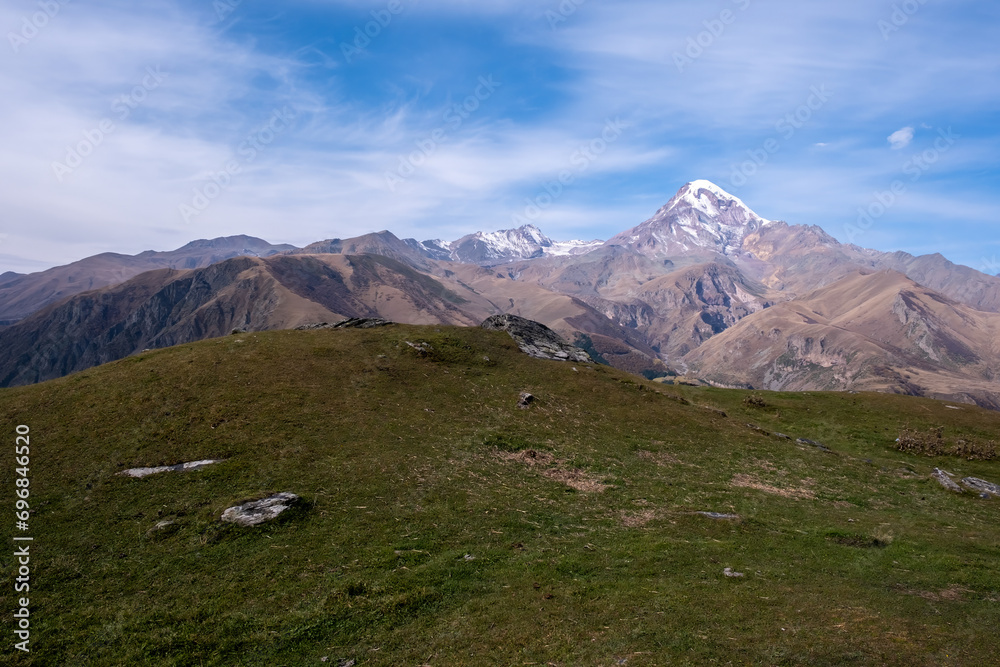 view of Mount Kazbek on a sunny day