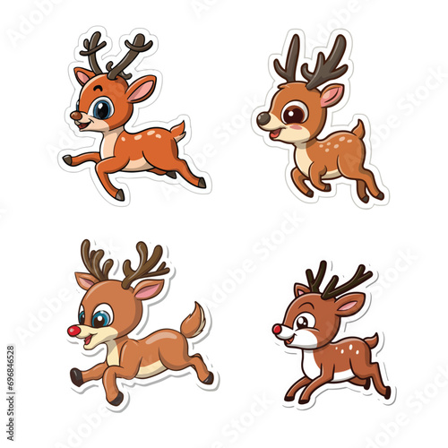 Joyful Frolic of a Cartoon Baby Reindeer