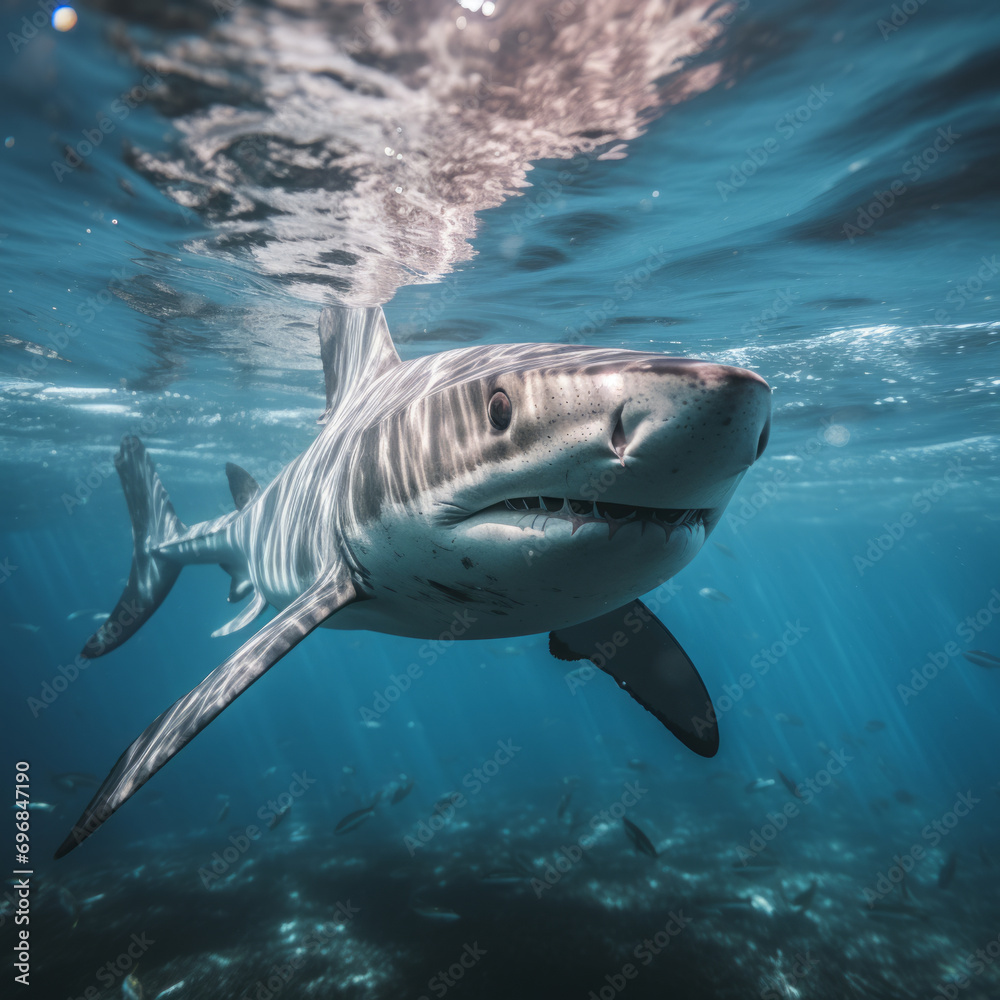 Fototapeta premium Shark underwater by Gopro