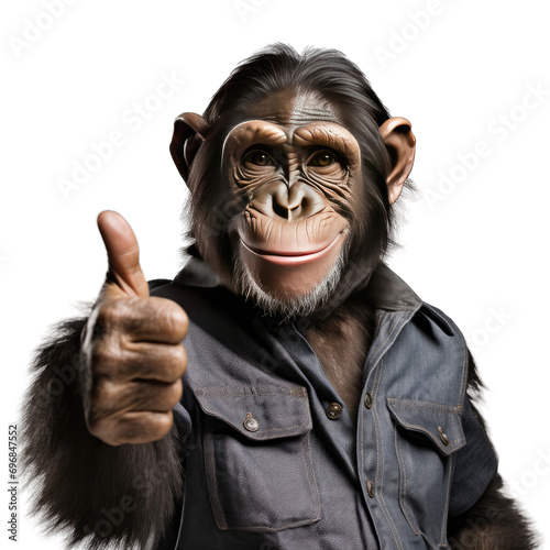 A monkey giving a thumbs up isolated on Transparent Background PNG © FIAZ