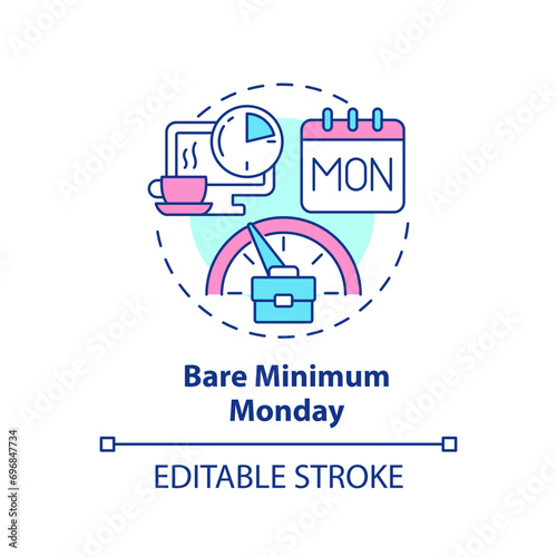 2D editable multicolor bare minimum monday icon, simple isolated vector, thin line illustration representing workplace trends.
