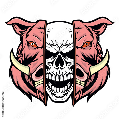 wild boar skull vector art illustration wild boar mask design photo