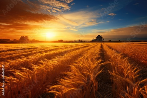 A golden rice field belonging to autumn, capture photography